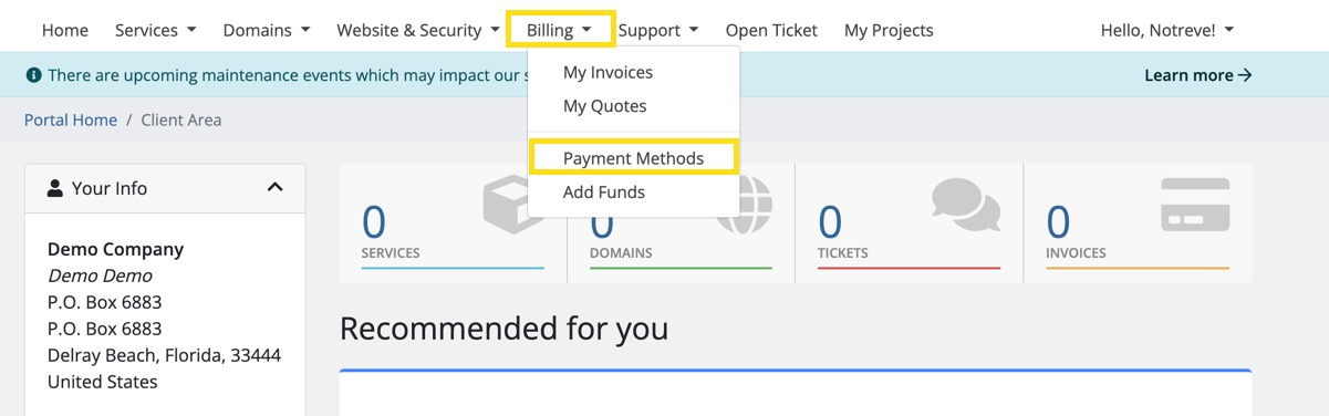 Billing - Add Payment Methods